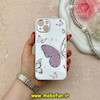 قاب گوشی iPhone 13 آیفون آینه ای نگین دار کرومی لاکچری Luxury محافظ لنزدار طرح پروانه کد 60001