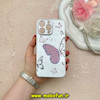 قاب گوشی iPhone 15 Pro Max آیفون آینه ای نگین دار کرومی لاکچری Luxury محافظ لنزدار طرح پروانه کد 60011