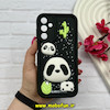 قاب گوشی Galaxy A15 سامسونگ سیلیکونی Solid عروسکی برجسته محافظ لنزدار طرح پاندا کیوت مشکی کد 60658