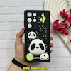 قاب گوشی Galaxy S23 Ultra سامسونگ سیلیکونی Solid عروسکی برجسته محافظ لنزدار طرح پاندا کیوت مشکی کد 60905