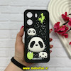 قاب گوشی Redmi 13C - Poco C65 شیائومی سیلیکونی Solid عروسکی برجسته محافظ لنزدار طرح پاندا کیوت مشکی کد 60830