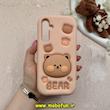 قاب گوشی Galaxy A16 سامسونگ سیلیکونی پاک کنی طرح خرسی BEAR پاپ سوکت برجسته کد 60977