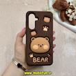 قاب گوشی Galaxy A36 سامسونگ سیلیکونی پاک کنی طرح خرسی BEAR پاپ سوکت برجسته کد E12-61009