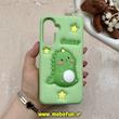 قاب گوشی Galaxy A36 سامسونگ سیلیکونی پاک کنی CUTE BEAR طرح دایناسور برجسته سبز کد E12-61020