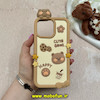 قاب گوشی iPhone 16 Pro Max آیفون سیلیکونی پاک کنی CUTE BEAR طرح تدی برجسته کرم کد 61075