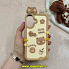 قاب گوشی iPhone 16 آیفون سیلیکونی پاک کنی CUTE BEAR طرح تدی برجسته کرم کد 61049