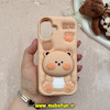 قاب گوشی iPhone 16 آیفون سیلیکونی پاک کنی طرح خرسی BEAR پاپ سوکت برجسته کد 61054