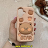 قاب گوشی iPhone 16 آیفون سیلیکونی پاک کنی طرح خرسی BEAR پاپ سوکت برجسته کد E12-61059