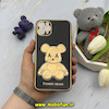 قاب گوشی iPhone 11 Pro Max آیفون طرح ژله ای مای کیس خرس طلایی تدی برجسته POWER BEAR محافظ لنز دار مشکی کد 61351