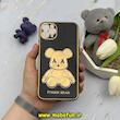 قاب گوشی iPhone 11 Pro Max آیفون طرح ژله ای مای کیس خرس طلایی تدی برجسته POWER BEAR محافظ لنز دار مشکی کد 61351