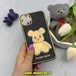 قاب گوشی iPhone 11 Pro Max آیفون طرح ژله ای مای کیس خرس طلایی تدی برجسته POWER BEAR محافظ لنز دار مشکی کد 61351