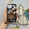 قاب گوشی iPhone 13 - iPhone 14 آیفون چرمی HARD زنجیر دار فلزی پرادا PRADA اورجینال کد 61131