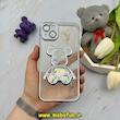 قاب گوشی iPhone 14 Plus آیفون الکتروپلیتینگ آکواریومی طرح تدی لاکچری ژله ای شفاف اورجینال محافظ لنز دار آبی روشن کد 61286