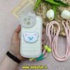 قاب گوشی iPhone 13 آیفون سیلیکونی پارچه ای خرسی تدی محافظ لنزدار دارای بند کنفی بلند کرم کد 61325