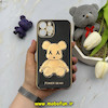 قاب گوشی iPhone 12 Pro Max آیفون طرح ژله ای مای کیس خرس طلایی تدی برجسته POWER BEAR محافظ لنز دار مشکی کد 61357