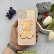 قاب گوشی iPhone 12 Pro Max آیفون طرح ژله ای مای کیس خرس طلایی تدی برجسته POWER BEAR محافظ لنز دار گلبهی کد 61359
