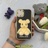 قاب گوشی iPhone 12 Pro آیفون طرح ژله ای مای کیس خرس طلایی تدی برجسته POWER BEAR محافظ لنز دار مشکی کد 61354