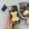 قاب گوشی iPhone 12 آیفون طرح ژله ای مای کیس خرس طلایی تدی برجسته POWER BEAR محافظ لنز دار مشکی کد 61352