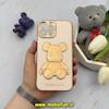 قاب گوشی iPhone 13 Pro Max آیفون طرح ژله ای مای کیس خرس طلایی تدی برجسته POWER BEAR محافظ لنز دار گلبهی کد 61366