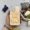 قاب گوشی iPhone 13 Pro آیفون طرح ژله ای مای کیس خرس طلایی تدی برجسته POWER BEAR محافظ لنز دار گلبهی کد 61363