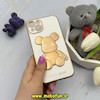قاب گوشی iPhone 13 آیفون طرح ژله ای مای کیس خرس طلایی تدی برجسته POWER BEAR محافظ لنز دار سفید کد 61361