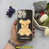 قاب گوشی iPhone 14 Pro Max آیفون طرح ژله ای مای کیس خرس طلایی تدی برجسته POWER BEAR محافظ لنز دار مشکی کد 61375