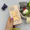 قاب گوشی iPhone 14 Pro Max آیفون طرح ژله ای مای کیس خرس طلایی تدی برجسته POWER BEAR محافظ لنز دار گلبهی کد 61377