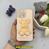 قاب گوشی iPhone 14 Pro Max آیفون طرح ژله ای مای کیس خرس طلایی تدی برجسته POWER BEAR محافظ لنز دار گلبهی کد 61377