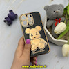 قاب گوشی iPhone 14 Pro آیفون طرح ژله ای مای کیس خرس طلایی تدی برجسته POWER BEAR محافظ لنز دار مشکی کد 61372