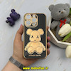 قاب گوشی iPhone 14 Pro آیفون طرح ژله ای مای کیس خرس طلایی تدی برجسته POWER BEAR محافظ لنز دار مشکی کد 61372