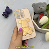 قاب گوشی iPhone 14 Pro آیفون طرح ژله ای مای کیس خرس طلایی تدی برجسته POWER BEAR محافظ لنز دار گلبهی کد 61373
