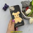 قاب گوشی iPhone 14 Plus آیفون طرح ژله ای مای کیس خرس طلایی تدی برجسته POWER BEAR محافظ لنز دار مشکی کد 61369