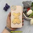 قاب گوشی iPhone 14 Plus آیفون طرح ژله ای مای کیس خرس طلایی تدی برجسته POWER BEAR محافظ لنز دار گلبهی کد 61371