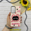 قاب گوشی Galaxy A56 سامسونگ لدر دیزاین SOFT Lether Design سیلیکونی فانتزی عروسکی کیوت طرح HAPPY صورتی روشن کد 61643