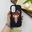 قاب گوشی Galaxy A36 سامسونگ سیلیکونی سولید SOLID منحنی سه بعدی برجسته عروسکی محافظ لنز دار طرح دختر کیوت مشکی کد 61475