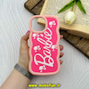قاب گوشی iPhone 13 Pro Max آیفون سیلیکونی سولید SOLID منحنی سه بعدی برجسته عروسکی محافظ لنز دار طرح Barbie صورتی کد 61532