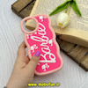 قاب گوشی iPhone 15 آیفون سیلیکونی سولید SOLID منحنی سه بعدی برجسته عروسکی محافظ لنز دار طرح Barbie صورتی کد 61537