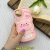 قاب گوشی iPhone 15 آیفون سیلیکونی سولید SOLID منحنی سه بعدی برجسته عروسکی محافظ لنز دار طرح خوک صورتی کد 61538