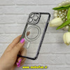 قاب گوشی iPhone 14 Pro Max آیفون طرح الکتروپلیتینگ ژله ای شفاف اورجینال مگ سیف دار نگین دار شاین محافظ لنز دار مشکی کد 62163