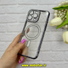 قاب گوشی iPhone 16 Pro Max آیفون طرح الکتروپلیتینگ ژله ای شفاف اورجینال مگ سیف دار نگین دار شاین محافظ لنز دار مشکی کد 62174