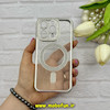 قاب گوشی iPhone 16 Pro آیفون طرح الکتروپلیتینگ ژله ای شفاف اورجینال مگ سیف دار نگین دار شاین محافظ لنز دار نقره ای کد 62173