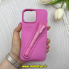 قاب گوشی iPhone 16 Pro Max آیفون سیلیکونی پاک کنی اورجینال rhode روود همراه با لیپ گلاس صورتی کد 62715