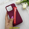 قاب گوشی iPhone 16 Pro آیفون سیلیکونی پاک کنی اورجینال rhode روود همراه با لیپ گلاس زرشکی کد 62711