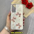قاب گوشی Galaxy A05S سامسونگ فانتزی سخت Hard لیزری کرومی طرح پاپیون برجسته الماسی کیوت گلبهی کد 63029