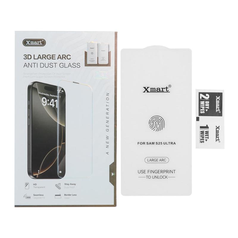گلس گوشی Galaxy S25 Ultra سامسونگ شیشه ای XMART مدل بدون حاشیه Full Cover 3D Large Arc اورجینال کد 48975