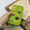 قاب گوشی Galaxy A35 سامسونگ سیلیکونی بالشتی SOLID ژله ای سه بعدی برجسته عروسکی COFFEE محافظ لنز دار سبز فسفری کد 62747