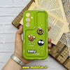 قاب گوشی Galaxy A55 سامسونگ سیلیکونی بالشتی SOLID ژله ای سه بعدی برجسته عروسکی COFFEE محافظ لنز دار سبز فسفری کد 62755