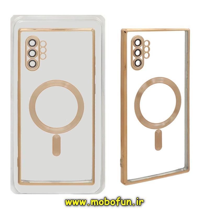 قاب گوشی Galaxy Note 10 Plus سامسونگ اورجینال الکتروپلیتینگ مگ سیف دار ژله ای شفاف اورجینال یونیک کیس Unique Case محافظ لنز دار طلایی کد 49837