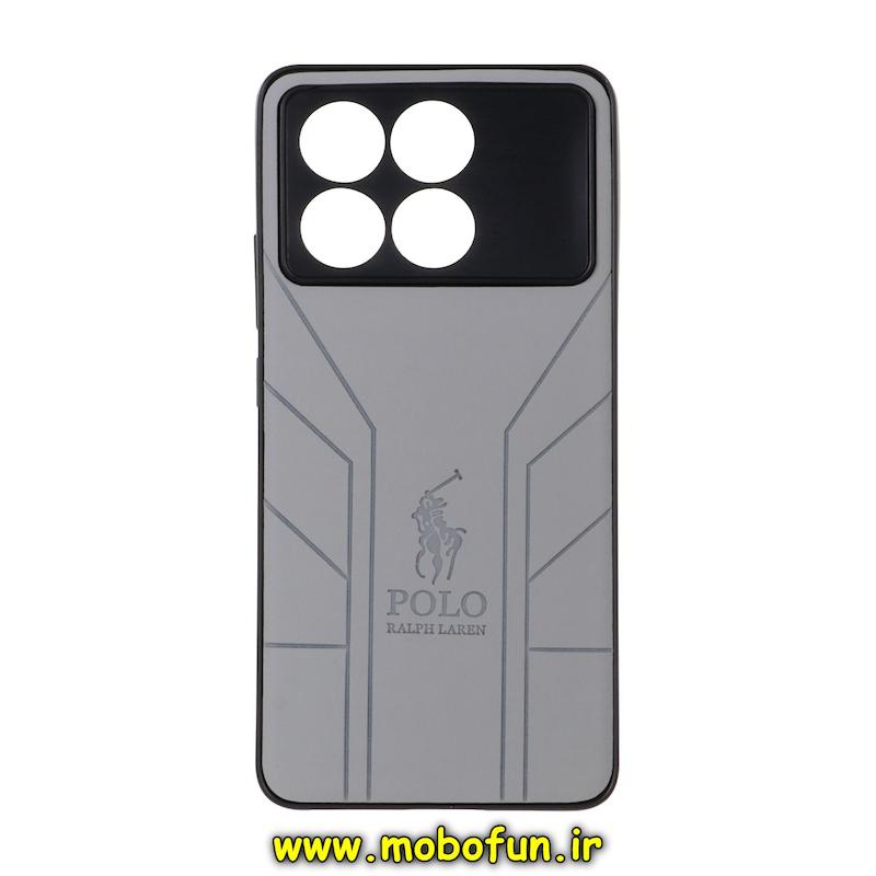 قاب گوشی Poco X6 Pro / Redmi K70E شیائومی طرح ژله ای چرمی ساده محافظ لنز دار Polo Case خاکستری کد 70011