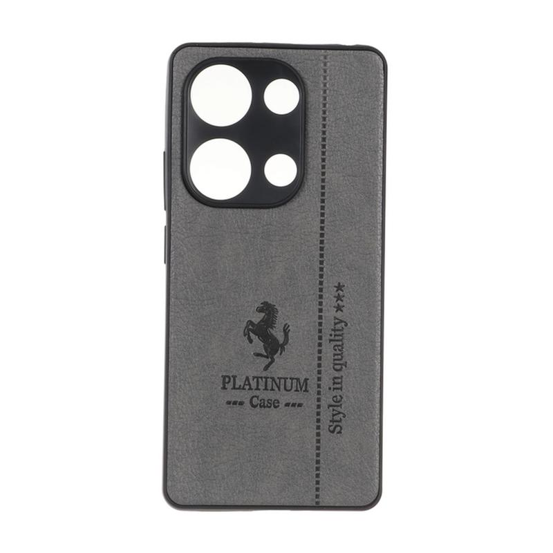 قاب گوشی Redmi Note 13 Pro 4G / Poco M6 Pro 4G / Redmi Note 14S شیائومی طرح ژله ای چرمی ساده محافظ لنز دار PLATINUM Case خاکستری کد 70311